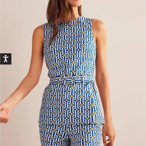 Boden Belted Co-ord Top geometric - Picture 2 of 10